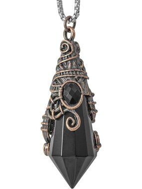 Wrapped Gemstone Pendulum Necklace | Healing Crystal Point Pendant for Scrying